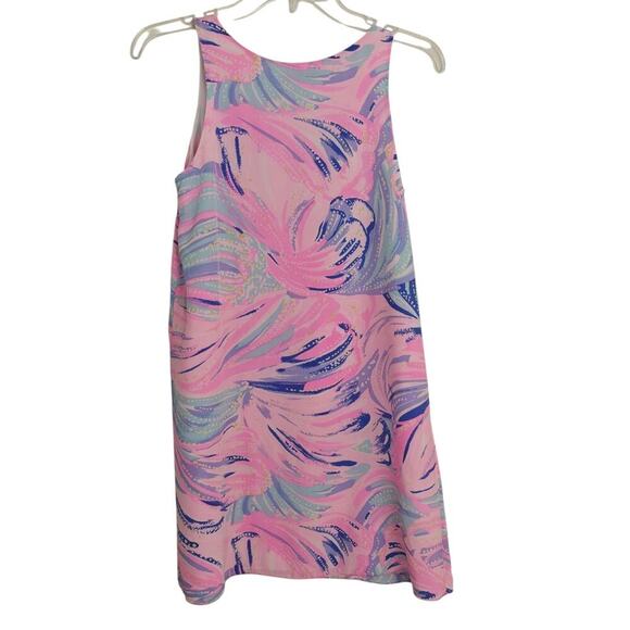 Lilly Pulitzer Jackie Shift Dress Size XXS Pink Blue Silk Lined Beachy - Picture 5 of 9
